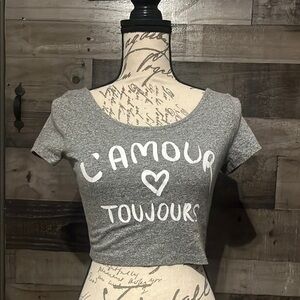 Divided Graphic Crop Top “L’amour Toujours”